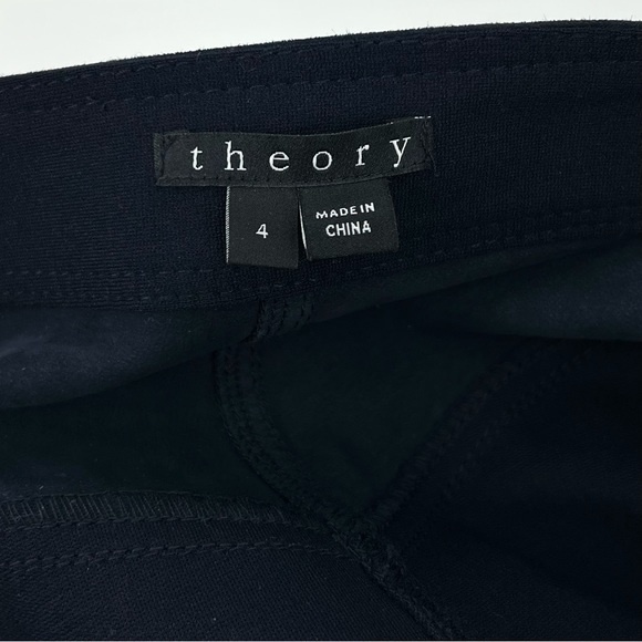 Theory Navy Suede Accent Front Button Midi Skirt - Picture 7 of 8